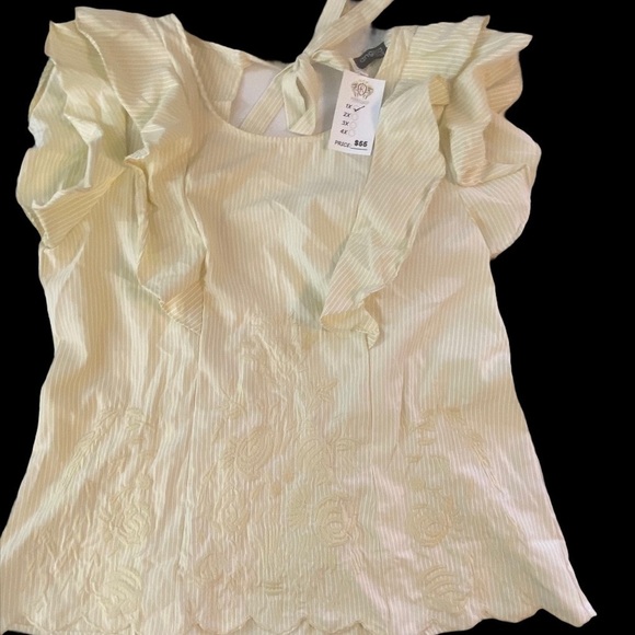 Tops - NWT Angela Plus Size Blouse Sleeveless Cream